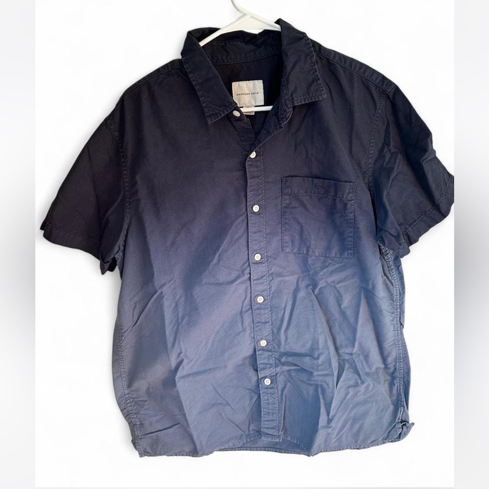 American Eagle Outfitters Black Blue Ombre Casual Shirt